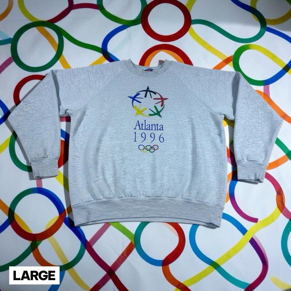Vintage Olympics Sweatshirt 1996 Team USA Men's‎ Size Large Gray Atlanta Graphic